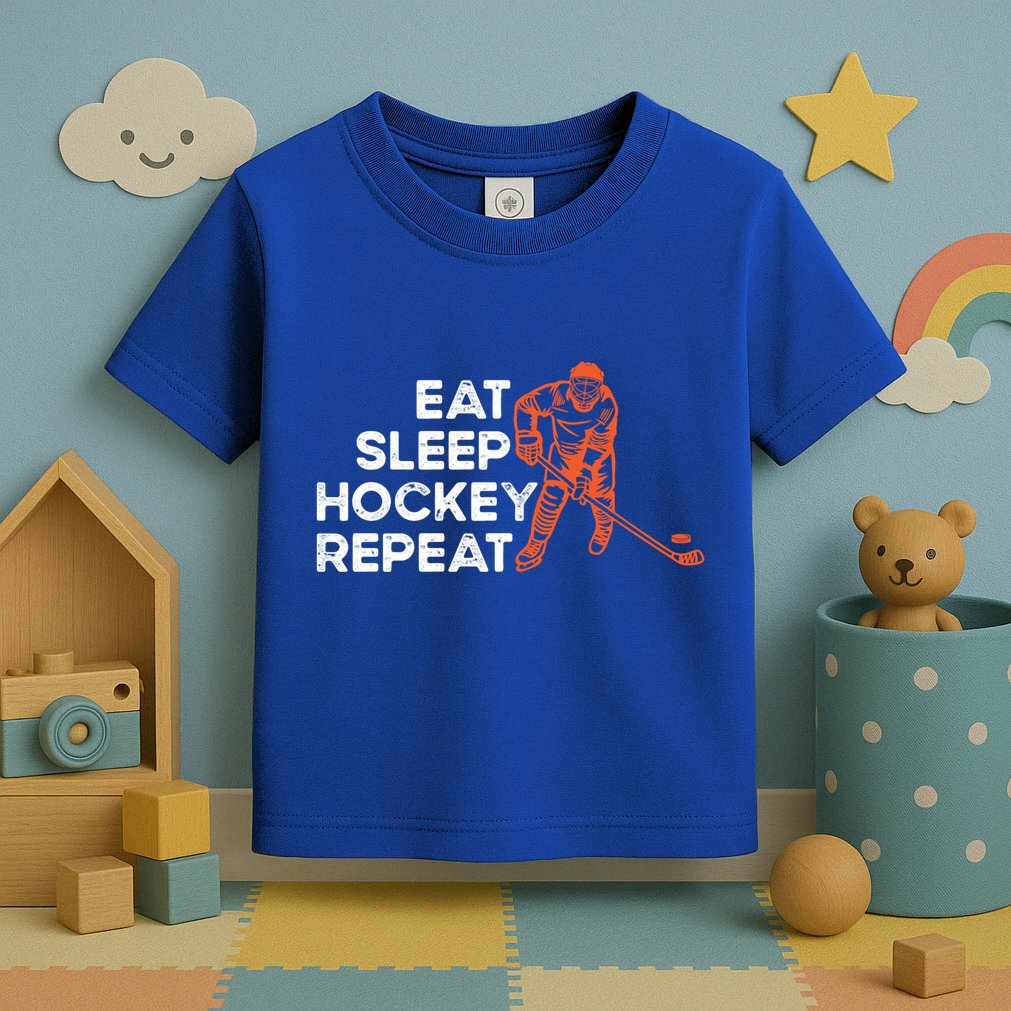 Eat Sleep Hockey Repeat Ice Hockey Lovers Players Funny Gift Toddler T-Shirt
