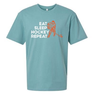 Eat Sleep Hockey Repeat Ice Hockey Lovers Players Funny Gift Sueded Cloud Jersey T-Shirt