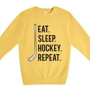 Eat Sleep Hockey Repeat Funny Ice Hockey Great Gift Premium Crewneck Sweatshirt