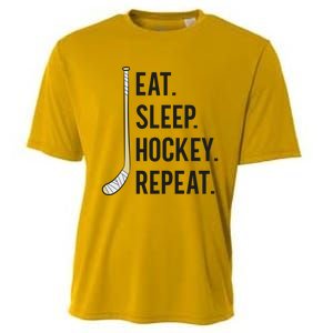 Eat Sleep Hockey Repeat Funny Ice Hockey Great Gift Cooling Performance Crew T-Shirt