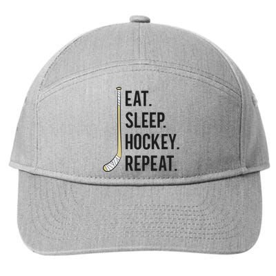 Eat Sleep Hockey Repeat Funny Ice Hockey Great Gift 7-Panel Snapback Hat