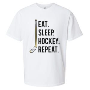 Eat Sleep Hockey Repeat Funny Ice Hockey Great Gift Sueded Cloud Jersey T-Shirt