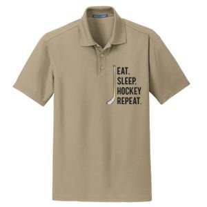 Eat Sleep Hockey Repeat Funny Ice Hockey Great Gift Dry Zone Grid Polo