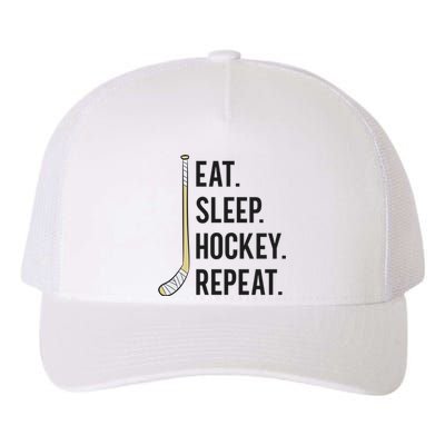 Eat Sleep Hockey Repeat Funny Ice Hockey Great Gift Yupoong Adult 5-Panel Trucker Hat