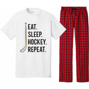 Eat Sleep Hockey Repeat Funny Ice Hockey Great Gift Pajama Set