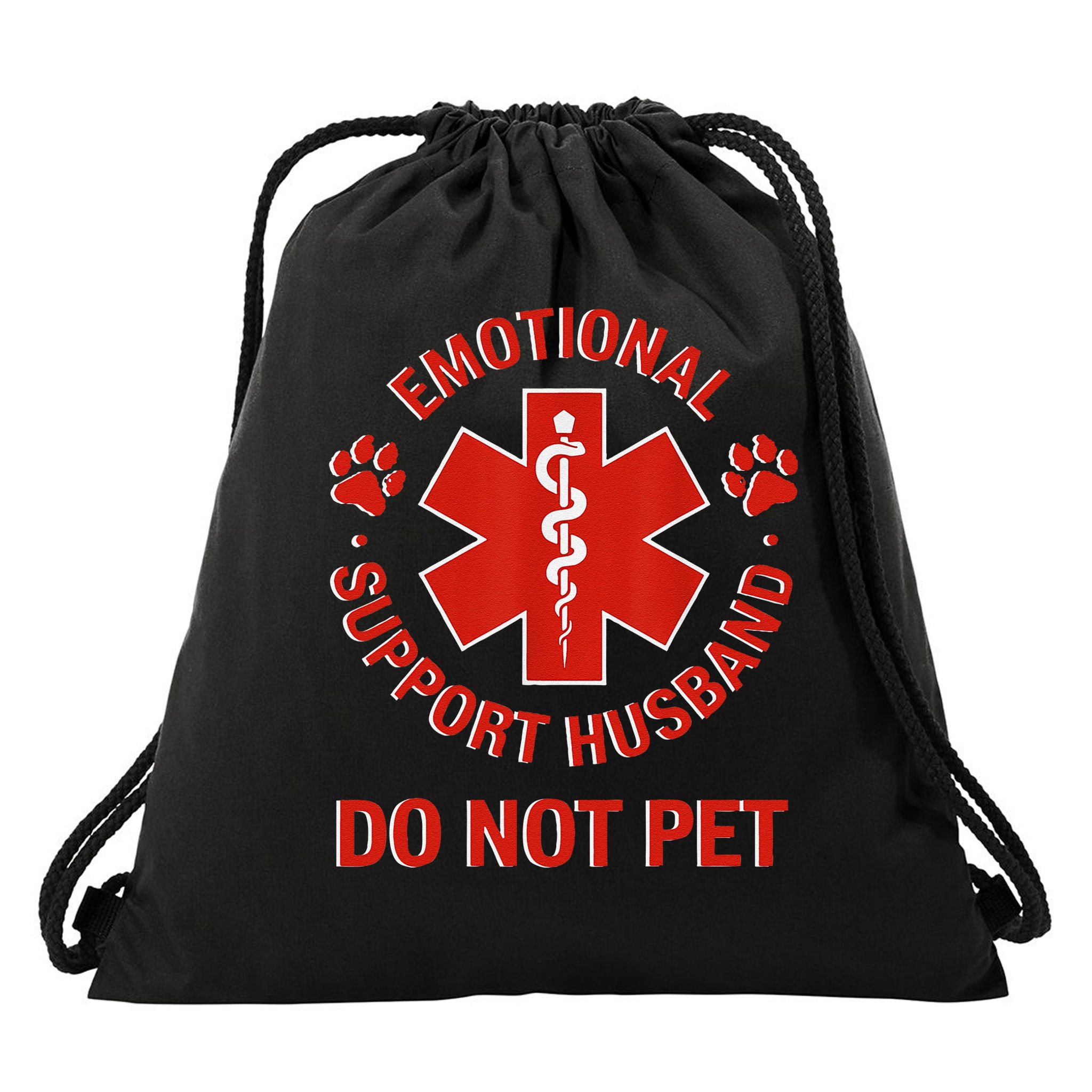 Emotional Support Husband Do Not Pet Drawstring Bag