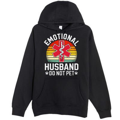 Emotional Support Husband Do Not Pet Funny Husband Vintage Premium Pullover Hoodie