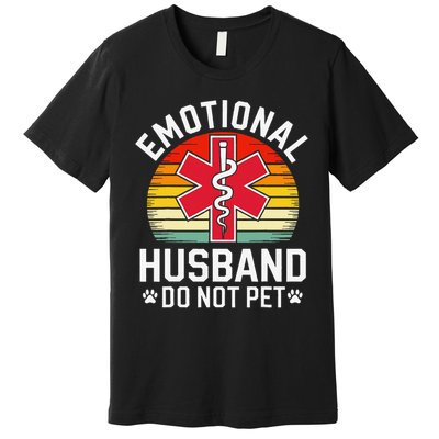Emotional Support Husband Do Not Pet Funny Husband Vintage Premium T-Shirt