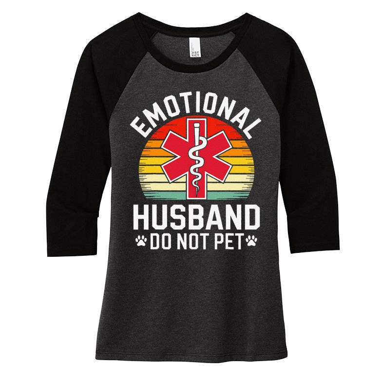 Emotional Support Husband Do Not Pet Funny Husband Vintage Women's Tri-Blend 3/4-Sleeve Raglan Shirt