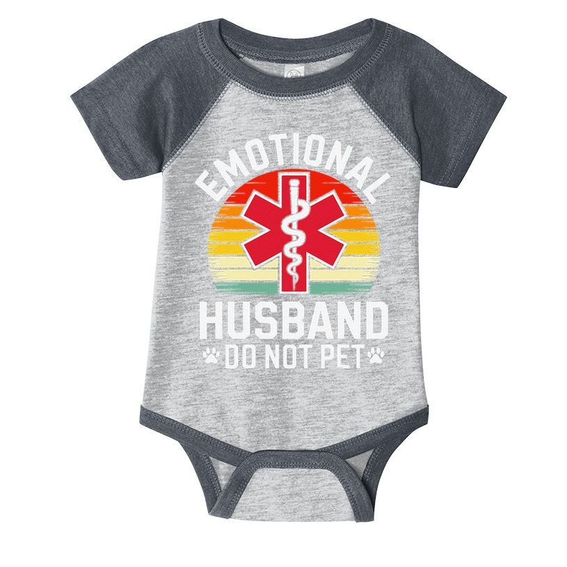 Emotional Support Husband Do Not Pet Funny Husband Vintage Infant Baby Jersey Bodysuit