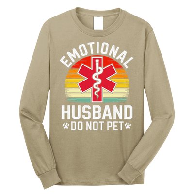 Emotional Support Husband Do Not Pet Funny Husband Vintage Long Sleeve Shirt