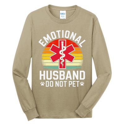 Emotional Support Husband Do Not Pet Funny Husband Vintage Tall Long Sleeve T-Shirt