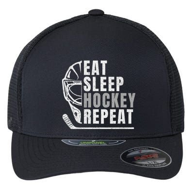 Eat Sleep Hockey Repeat Flexfit Unipanel Trucker Cap
