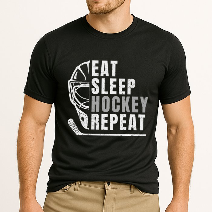 Eat Sleep Hockey Repeat Cooling Performance Crew T-Shirt
