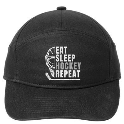 Eat Sleep Hockey Repeat 7-Panel Snapback Hat