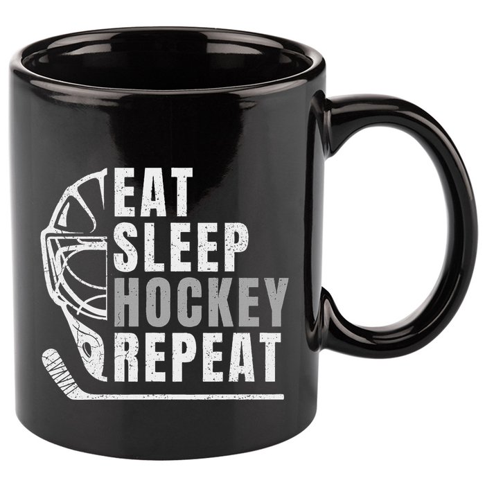 Eat Sleep Hockey Repeat 11oz C Handle Ceramic Mug