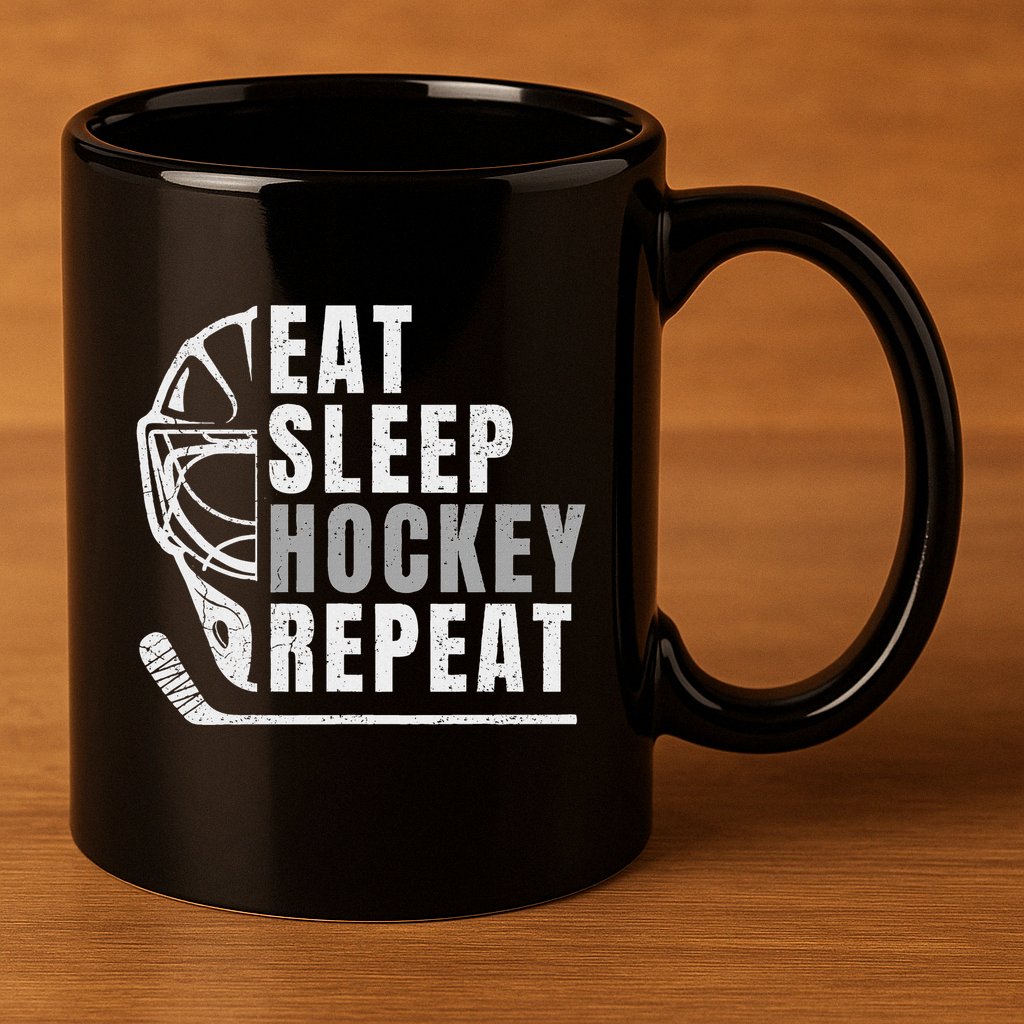 Eat Sleep Hockey Repeat 11oz C Handle Ceramic Mug