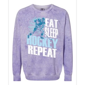 Eat Sleep Hockey Repeat Ice Hockey Player Gift Colorblast Crewneck Sweatshirt