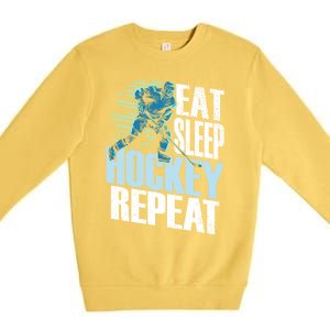 Eat Sleep Hockey Repeat Ice Hockey Player Gift Premium Crewneck Sweatshirt