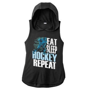 Eat Sleep Hockey Repeat Ice Hockey Player Gift Ladies PosiCharge Tri-Blend Wicking Draft Hoodie Tank