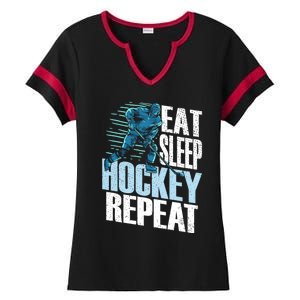 Eat Sleep Hockey Repeat Ice Hockey Player Gift Ladies Halftime Notch Neck Tee