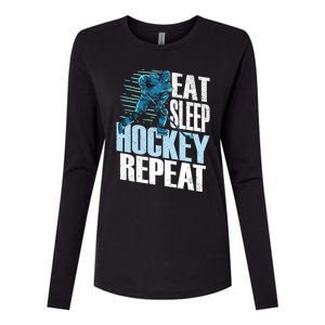 Eat Sleep Hockey Repeat Ice Hockey Player Gift Womens Cotton Relaxed Long Sleeve T-Shirt