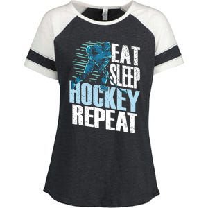 Eat Sleep Hockey Repeat Ice Hockey Player Gift Enza Ladies Jersey Colorblock Tee