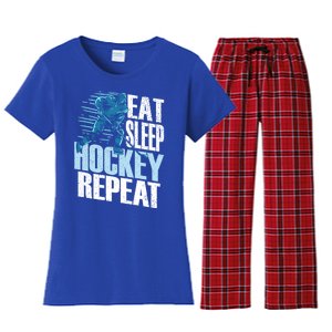 Eat Sleep Hockey Repeat Ice Hockey Player Gift Women's Flannel Pajama Set