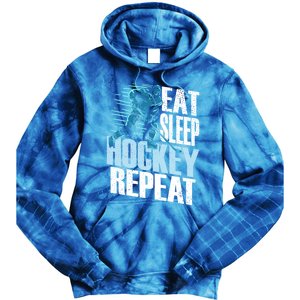 Eat Sleep Hockey Repeat Ice Hockey Player Gift Tie Dye Hoodie