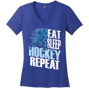 Eat Sleep Hockey Repeat Ice Hockey Player Gift Women's V-Neck T-Shirt