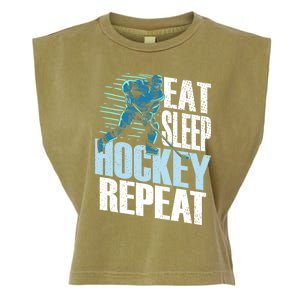 Eat Sleep Hockey Repeat Ice Hockey Player Gift Garment-Dyed Women's Muscle Tee