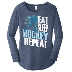 Eat Sleep Hockey Repeat Ice Hockey Player Gift Women's Perfect Tri Tunic Long Sleeve Shirt