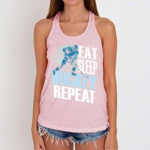 Eat Sleep Hockey Repeat Ice Hockey Player Gift Women's Knotted Racerback Tank