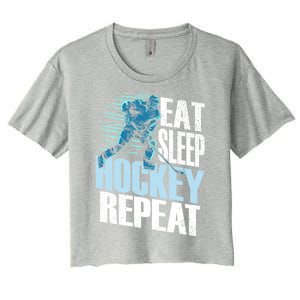 Eat Sleep Hockey Repeat Ice Hockey Player Gift Women's Crop Top Tee