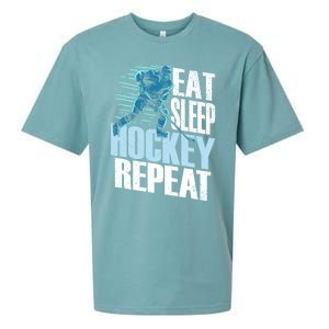 Eat Sleep Hockey Repeat Ice Hockey Player Gift Sueded Cloud Jersey T-Shirt