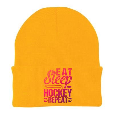 Eat Sleep Hockey Repeat Sport Themed Christmas Gift Knit Cap Winter Beanie