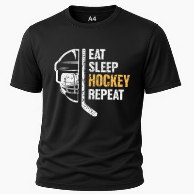 Eat Sleep Hockey Repeat Hockey Funny Ice Hockey Cooling Performance Crew T-Shirt