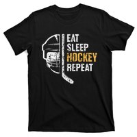 Eat Sleep Hockey Repeat Hockey Funny Ice Hockey T-Shirt