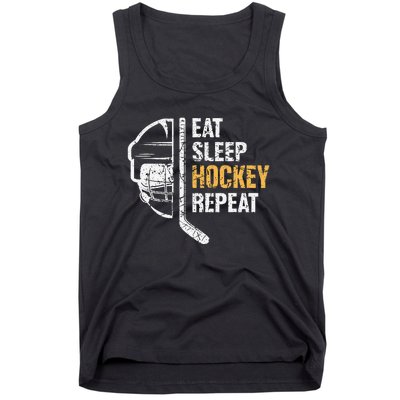 Eat Sleep Hockey Repeat Hockey Funny Ice Hockey Tank Top