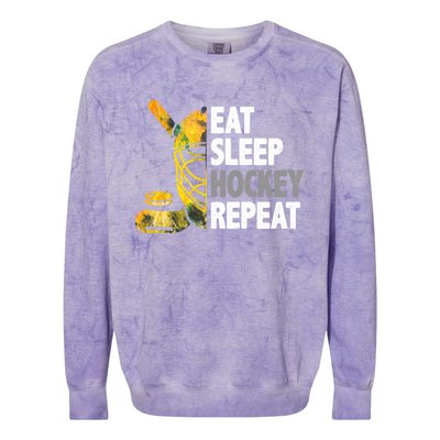 Eat Sleep Hockey Repeat Ice Hockey Player Gear Lover Cute Gift Colorblast Crewneck Sweatshirt