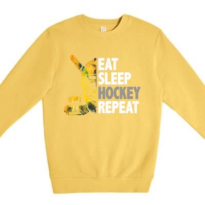 Eat Sleep Hockey Repeat Ice Hockey Player Gear Lover Cute Gift Premium Crewneck Sweatshirt