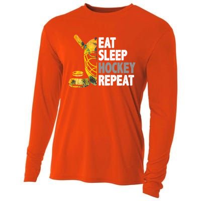 Eat Sleep Hockey Repeat Ice Hockey Player Gear Lover Cute Gift Cooling Performance Long Sleeve Crew