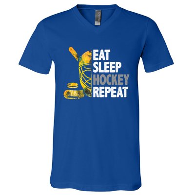 Eat Sleep Hockey Repeat Ice Hockey Player Gear Lover Cute Gift V-Neck T-Shirt