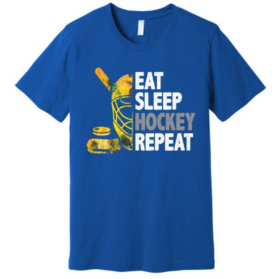 Eat Sleep Hockey Repeat Ice Hockey Player Gear Lover Cute Gift Premium T-Shirt