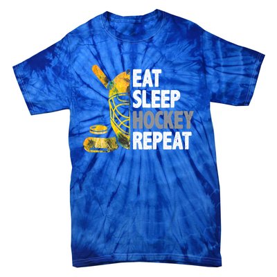 Eat Sleep Hockey Repeat Ice Hockey Player Gear Lover Cute Gift Tie-Dye T-Shirt