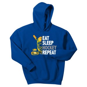 Eat Sleep Hockey Repeat Ice Hockey Player Gear Lover Cute Gift Kids Hoodie