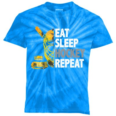 Eat Sleep Hockey Repeat Ice Hockey Player Gear Lover Cute Gift Kids Tie-Dye T-Shirt