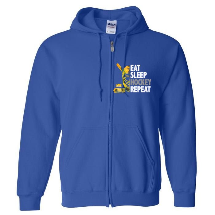 Eat Sleep Hockey Repeat Ice Hockey Player Gear Lover Cute Gift Full Zip Hoodie