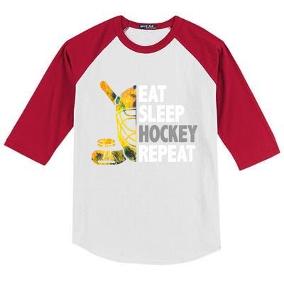 Eat Sleep Hockey Repeat Ice Hockey Player Gear Lover Cute Gift Kids Colorblock Raglan Jersey