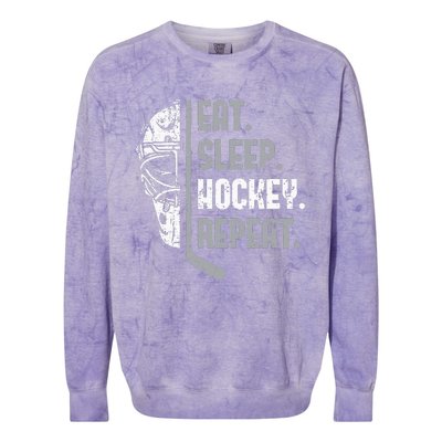 Eat Sleep Hockey Repeat Ice Hockey Colorblast Crewneck Sweatshirt